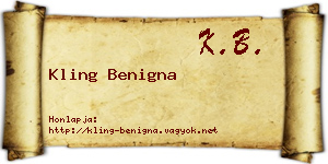 Kling Benigna névjegykártya